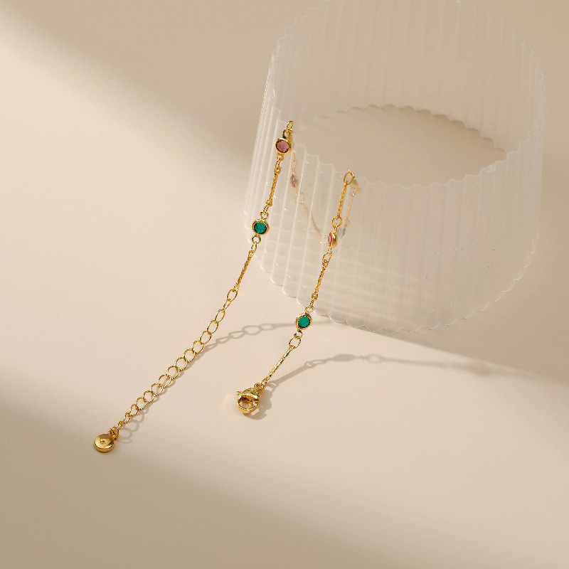 Vòng chânadjustable dây chuyền với zircon nhiều màu, phù hợp xu hướng thời trang hiện đại