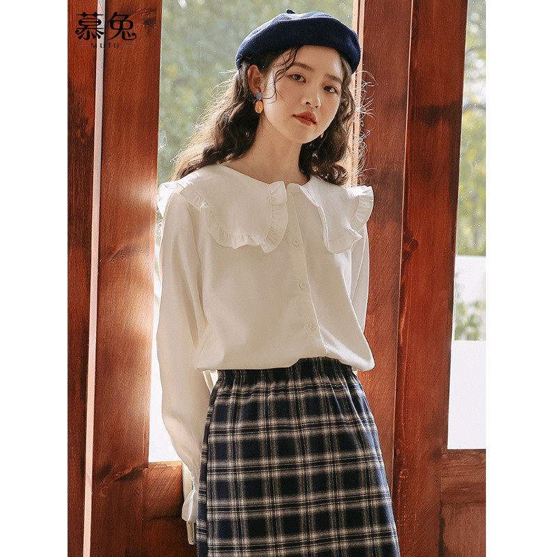 Mutu Preppy Phong Cách Áo Sơ Mi Trắng Dài Tay Nữ Mùa Xuân 2026 Thiết Kế Phong Cách Mới Niche Top