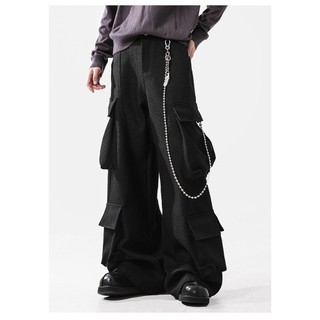 Quần Unisex phong cách retro Hàn Quốc, màu trơn, thiết kế đa năng với nhiều túi và ống thẳng