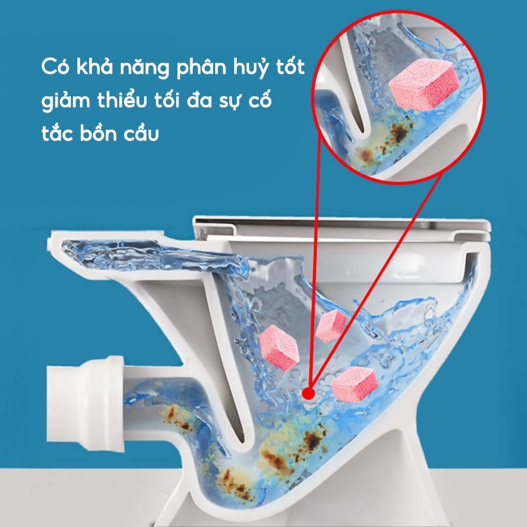 Hộp 12 viên tẩy bồn cầu khử mùi diệt vi khuẩn toilet Viên sạch bồn cầu tẩy bay vết ố bẩn
