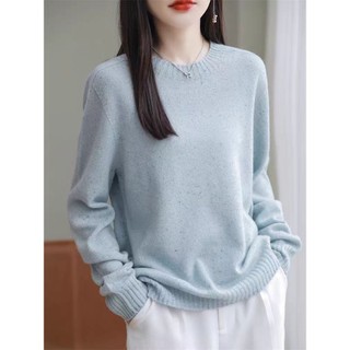Áo len cổ tròn dáng rộng dành cho nữ, phiên bản Hàn Quốc, phù hợp mùa thu đông