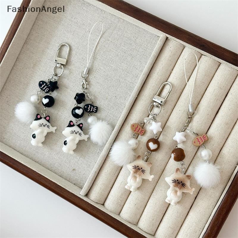 FashionAngel Dễ Thương Mèo Con Hạt Móc Khóa Mặt Dây Chuyền Ngôi Sao Cá Quyến Rũ Dây Xích Điện Thoại Cô Gái Đáng Yêu Ba Lô Túi Trang Trí Cặp Đôi Quà Tặng VN