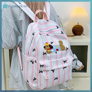 Deyangk Dễ Thương Dachshund Nơ Sọc Ba Lô In Dung Tích Lớn Học Sinh Schoolbag Thời Trang Tinh Tế Cá Tính Xu Hướng Túi Du Lịch Quà Tặng VN