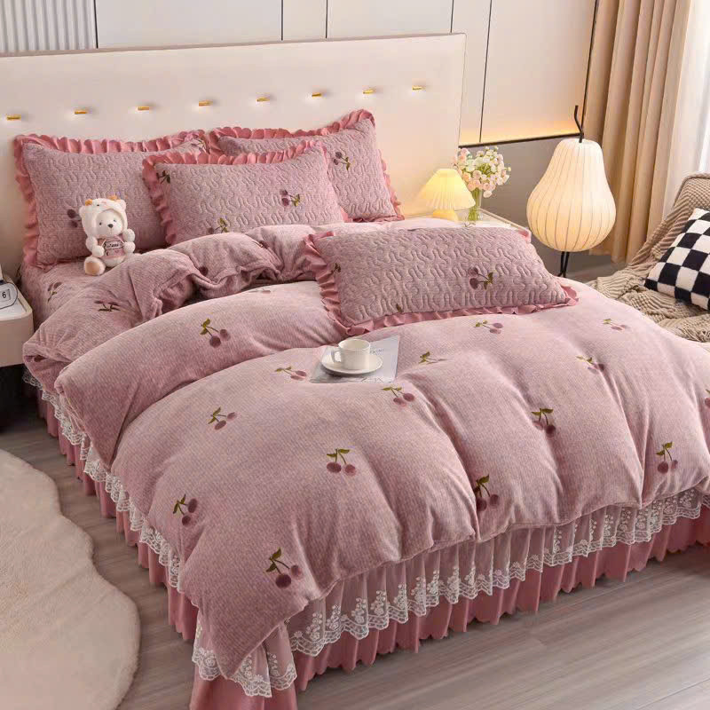 (ST865) Bộ Chăn Ga Gối Nỉ Nhung Trần Bông Cao Cấp, Mềm Mịn – Đẳng Cấp Mùa Thu Đông - MemMinBedding
