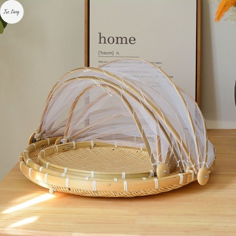 Lồng bàn tre, mẹt lồng bàn gấp gọn decor nhiều Size thân thiện với môi trường