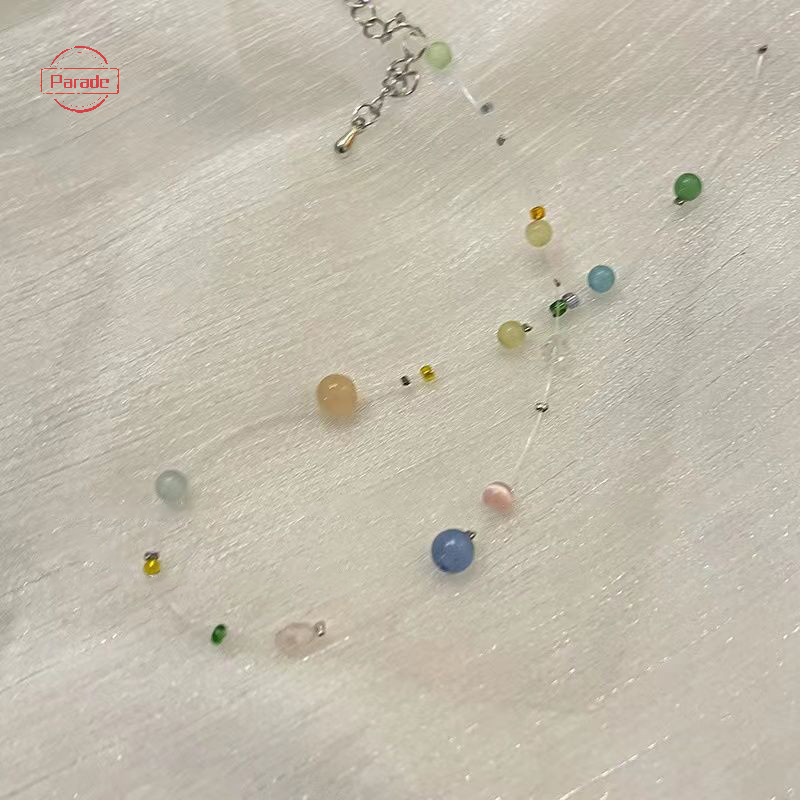 Cuộc diễu hành Bohemian Dây Cá Hạt Choker Màu Kẹo Trang Sức Bãi Biển Mùa Hè Xương Đòn Vòng Cổ Dành Cho Nữ Quyến Rũ Vô Hình Dây Câu Choker VN