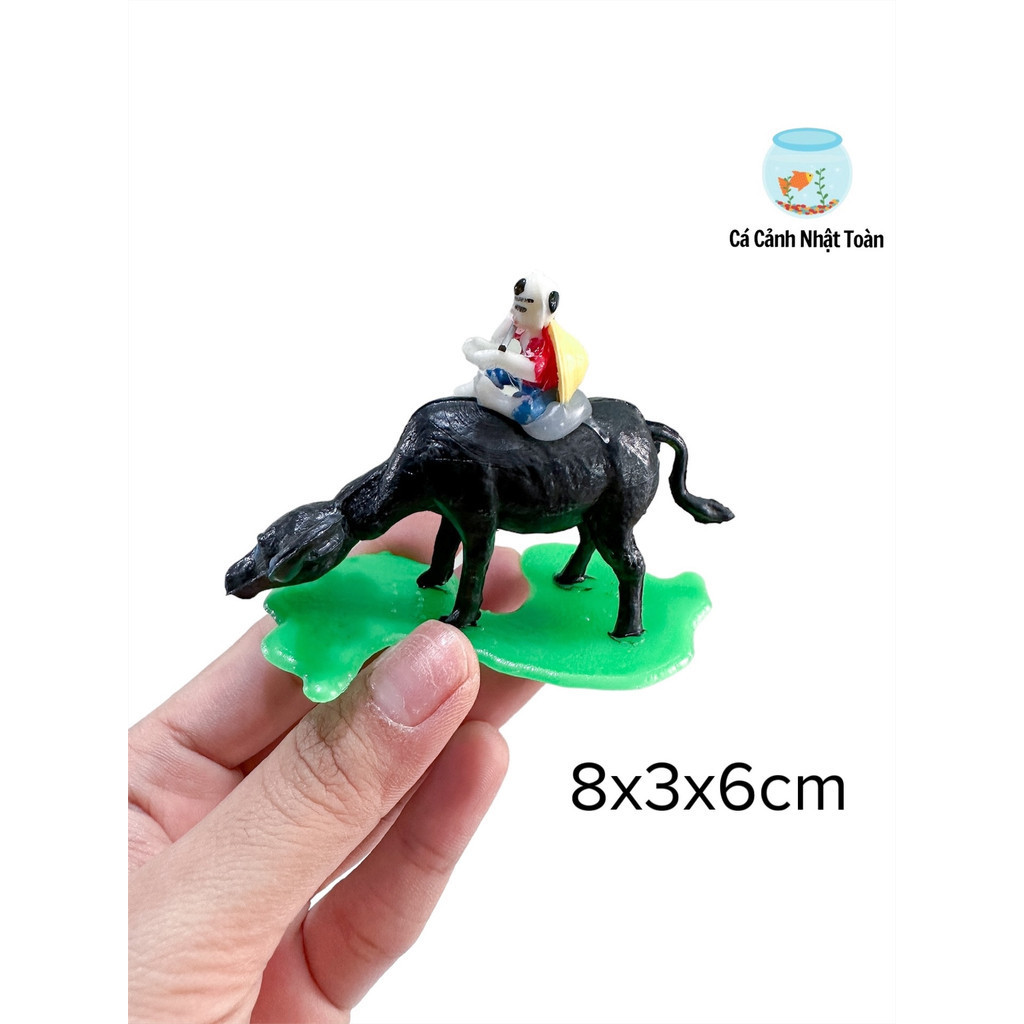 CHÚ TIỂU CỞI TRÂU BẰNG NHỰA TRANG TRÍ BỂ CÁ NON BỘ 8CM