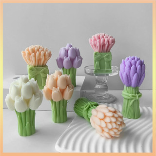 3d Hoa Tulip Bó Hoa Khuôn Silicon DIY Hoa Thơm Nến Thạch Cao Trang Trí Khuôn Handmade Quà Tặng Xà Phòng Thạch Cao Nến Làm Đồ Dùng