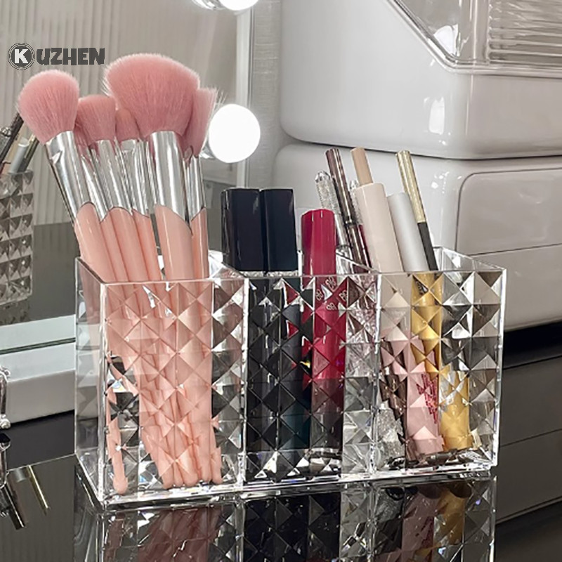 Kuzhen Hộp bảo quản dụng cụ trang điểm acrylic trong suốt cho cọ môi