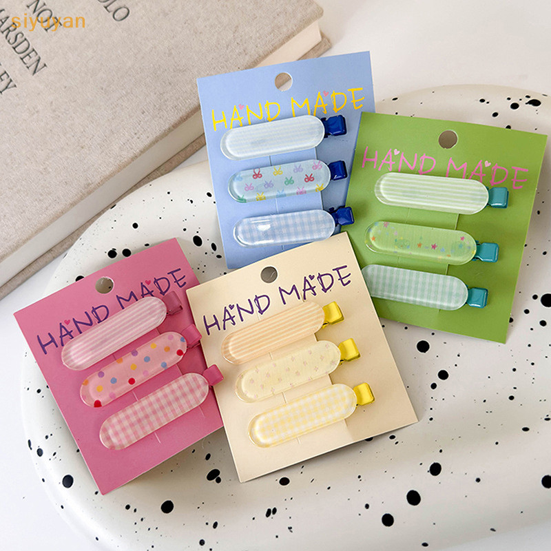 Siyuyan 3 Cái / bộ Kẹo Màu Tóc Nổ Kẹp Mùa Hè Kẹp Tóc Acrylic Barrette Tóc Bên Kẹp Cho Bé Gái Phụ Kiện Tóc VN