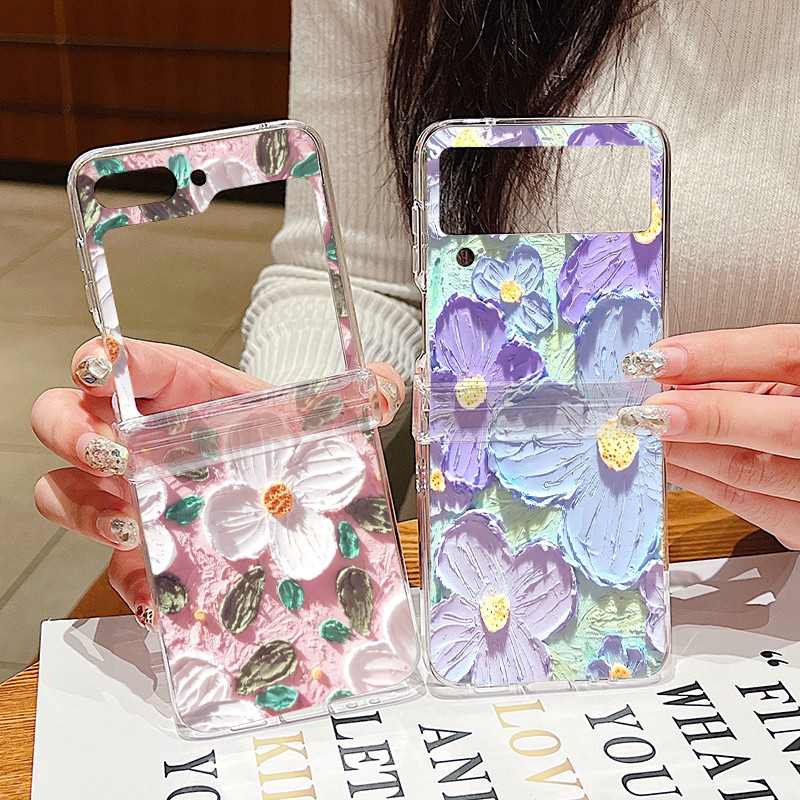 Dành Cho Samsung Galaxy Z Flip 6 Z Flip 5 Vỏ Hoa Đẹp Họa Tiết Chống Sốc Gấp Trong Suốt Cứng Cho Samsung Galaxy Z Flip 5 4 3