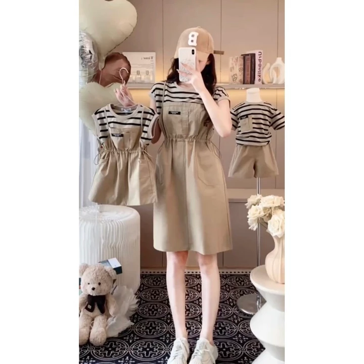 bộ đồ gia đình cho bố mẹ con trai con gái 10-37kg mẹ 40-75kg, váy cặp mẹ con, đồ đôi mẹ và bé