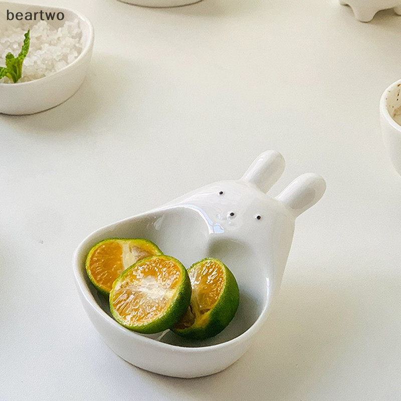 < Beartwo > Đĩa nhúng gốm có tay cầm Đĩa nước sốt Đĩa gia vị dễ thương Bát nhúng Sushi Đĩa ăn nhẹ Dụng cụ nhà bếp Đẹp