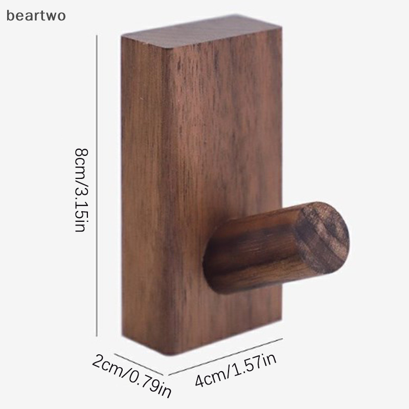 < Beartwo > Móc gỗ nguyên khối đơn giản mới Móc treo quả óc chó Móc treo tường phòng tắm Áo khoác phòng ngủ Giá đựng khăn nhà Móc trang trí chìa khóa đẹp