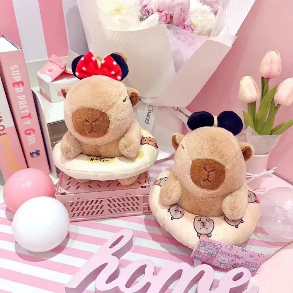 Capybara Đeo Phao Gấu Bông Capybara Nhỏ Dễ Thương Capybara Mini Tai Mickey Có Dây Treo Làm Đồ Trang Trí Siêu Cute