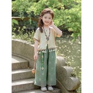 Bé Gái Phong Cách Bài Hát Phù Hợp Với 2024 Bé Phong Cách Trung Hoa Hanfu Mỏng Bé Gái Dân Tộc Cổ Hai Mảnh Phù Hợp Với 24.7.25