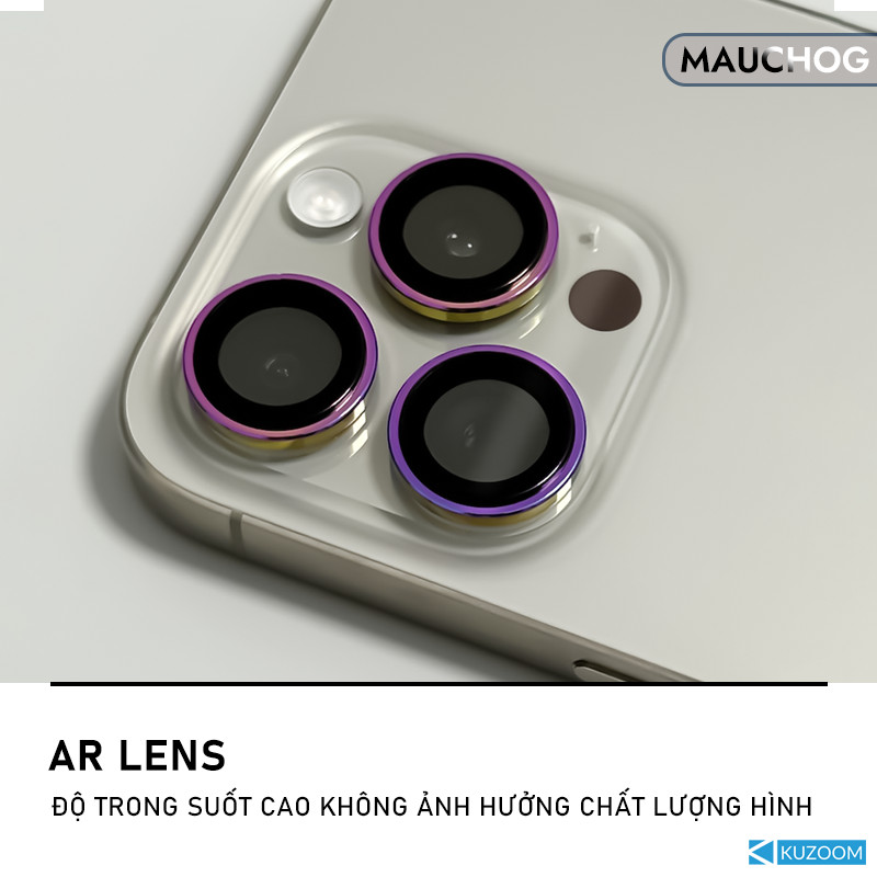 Bộ Vòng Cường Lực Bảo Vệ Camera Kuzoom Màu Nguyên Bản Cho Điện Thoại iPhone 17 Pro Max 16 15 14 13