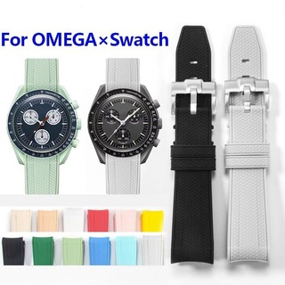 Dây đồng hồ cao su Omega Moon Swatch Seamaster 300mm 20mm, silicone cong, thể thao, chống nước, cho nam nữ