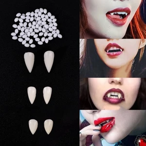 1 Cặp Răng Giả Hóa Trang Ma Cà Rồng Halloween, Keo Dính Chắc, Đạo Cụ Trang Trí Tiệc