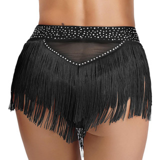 Yhong Nữ Lấp Lánh Kim Cương Giả Tua Rua Viền Rave Khiêu Vũ Quần Short Khiêu Vũ Đáy
