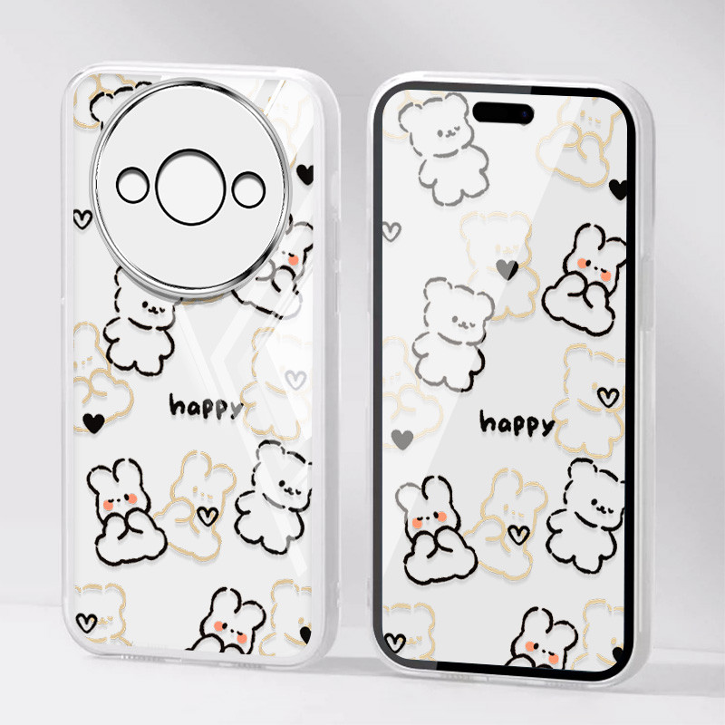 Ốp điện thoại kiểu YBD INS cho Redmi A3 Xiaomi POCO C61 4G Vỏ mềm trong suốt họa tiết gấu bông dễ thương