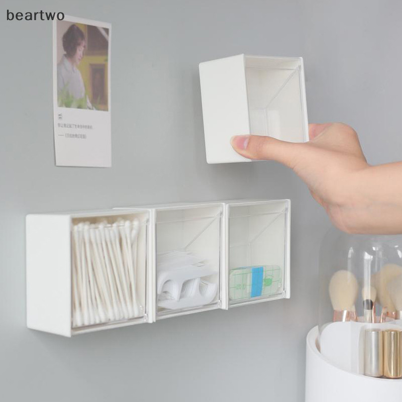 < Beartwo > 1 / 2 Chiếc Treo Tường Hộp Bảo Quản Dính Nhỏ Trang Sức Hộp Đựng Nhựa Chống Bụi Phòng Tắm Tổ Chức Cho Khăn Bông Trang Điểm Đẹp