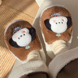 XIXITIAO Dép Cotton Hoạt Hình Dễ Thương Nhà Trong Nhà Đế Mềm Nam Nữ