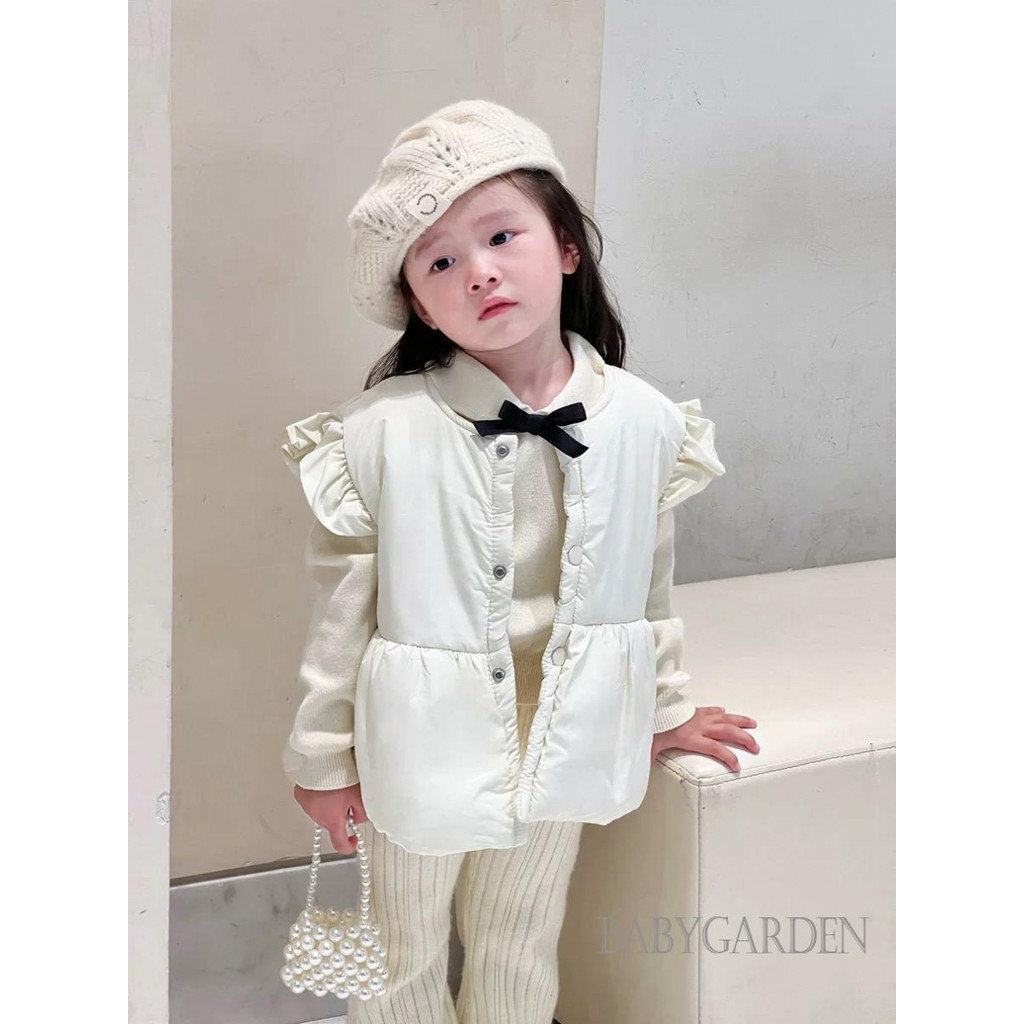 / / -kids / Bé gái Nút Bướm Ấm Áp Cotton Đệm Áo Dày Ngọt Ngào Thu Đông Áo Khoác Áo Khoác Ngoài
