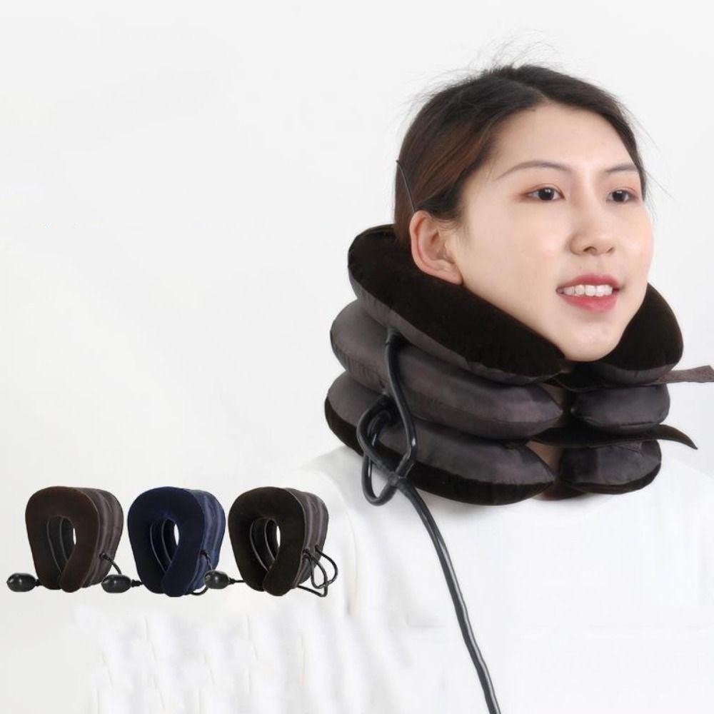 DONOVANQQ Cáng Cổ Không Khí Bơm Hơi, Thiết Bị Thiết Bị Lực Kéo Cổ Thoải Mái 3 Lớp, Bảo Vệ Thoáng Khí Bán Sang Trọng Cổ Mềm Cổ Tử Cung Gối Nam Nữ