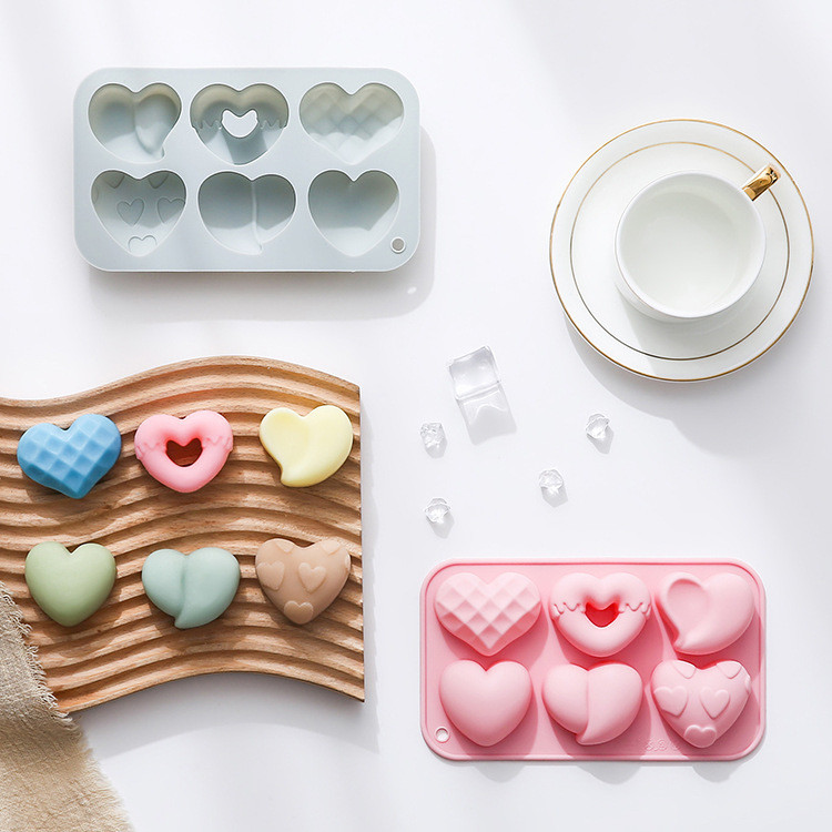 6 Khoang Khác Nhau Hình Trái Tim Khuôn Silicon Sáp Chai Đường Khuôn Socola Khuôn Bánh Khuôn Xà Phòng Handmade Khuôn Làm Bánh DIY Khuôn Nướng Bánh