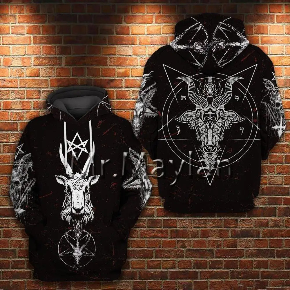Pentagram 3d In Áo Khoác Gothic Satan Áo Nỉ Nam Mới Thu Xuân Thương Hiệu Có Mũ Trùm Đầu Hip Hop Nam Áo Hoody T99