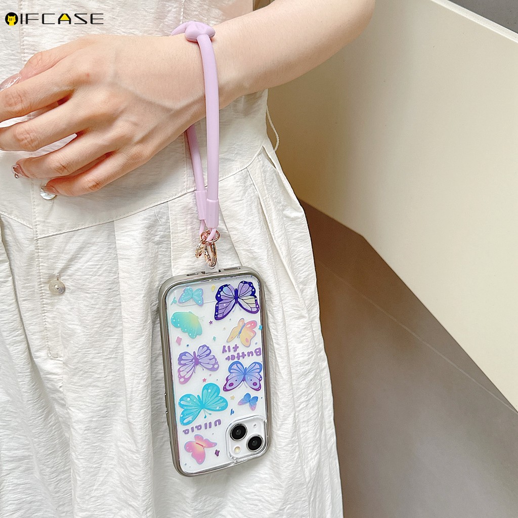 Dây đeo điện thoại di động 3D nơ thắt dễ thương, giá đỡ thẻ ID, chất liệu silicon, kiểu dáng mùa hè