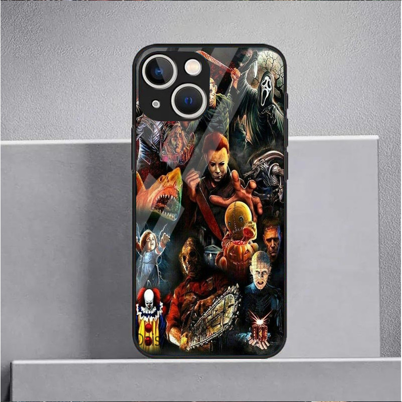 HALLOWEEN HORROR CHARACTERS Bộ sưu tập kính cường lực Vỏ điện thoại cho IPhone 15 14 13 12 11 Pro XS Max Plus Mini X XR 8 7 6s SE2 / 3 Cover