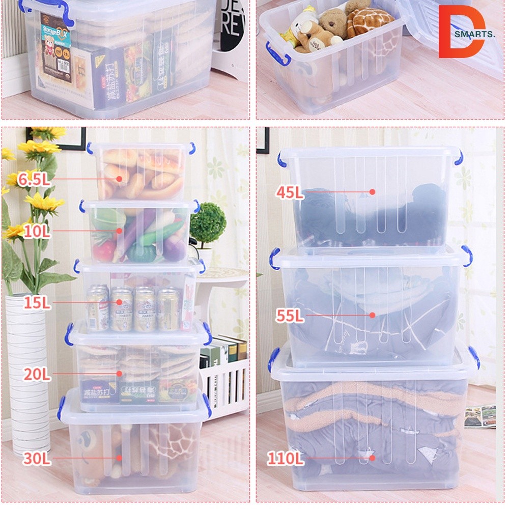 Thùng Nhựa Có Nắp Trong Suốt Đựng Đồ, Hộp Đựng Đồ Chơi Đa Năng Có Bánh Xe