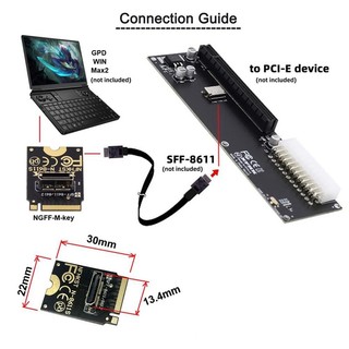 2230 NVMe M.2 Nam Sang Oculink SFF-8612 SFF-8611 PCI-E4.0 67 Pin Nữ Dọc Host Adapter Cho NVME U.2 SSD EGPU