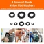 JUIC 500 Chiếc Nylon Máy Giặt, Con Dấu O Ring Assortment Kit 8 Kích Cỡ Máy Bay Miếng Đệm, Bền Đen Trắng Flat M2-M10 Vòng Đệm Cách Nhiệt