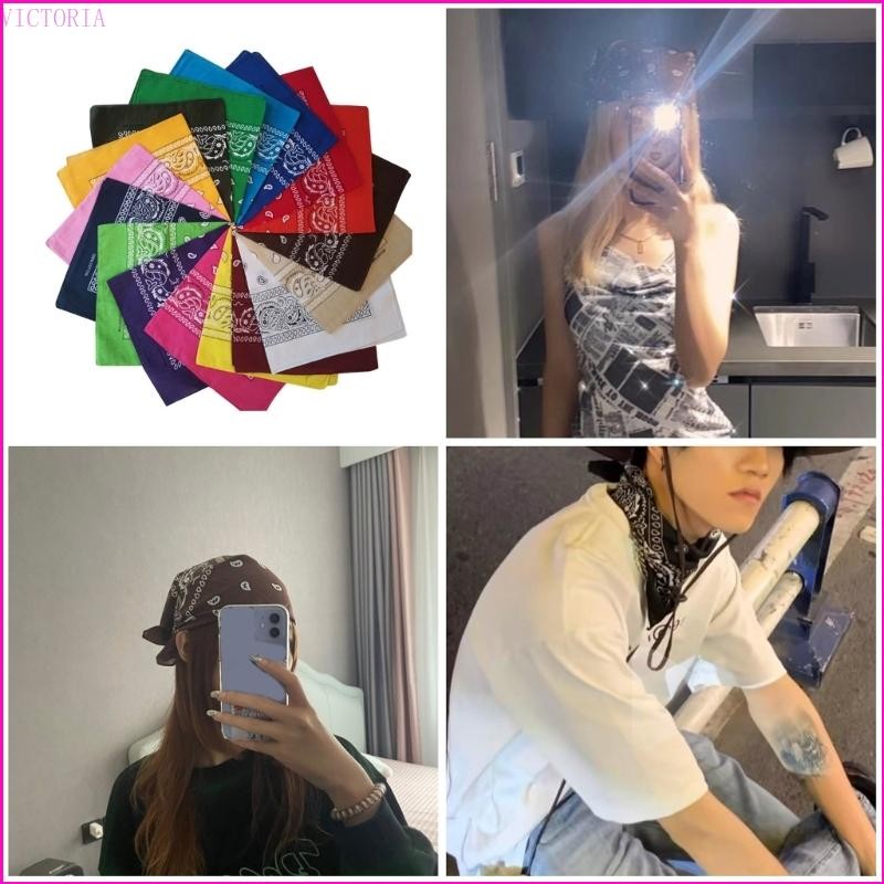Vic Khăn ngoài trời đa năng Bandanas đầu, tay cotton hip hop cho nữ, bé trai, bé gái