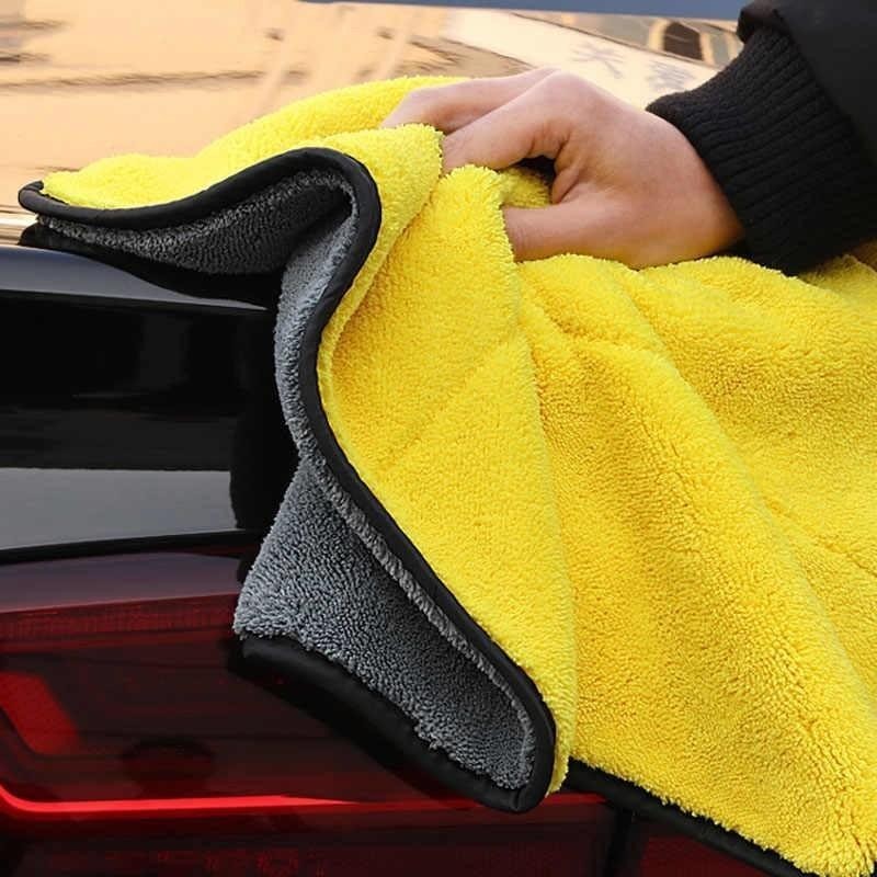 Khăn Lau Xe Ô Tô – Khăn Microfiber Lau Xe Hơi Màu Vàng 2 Lớp Dày Dặn Siêu Thấm Hút