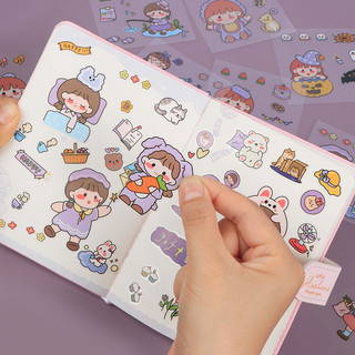 Tờ Không Lặp Lại PET Sổ Tay Dán Cô Gái Dễ Thương Hoạt Hình Dễ Thương Chống Thấm Nước Notebook Goo Thẻ Dán