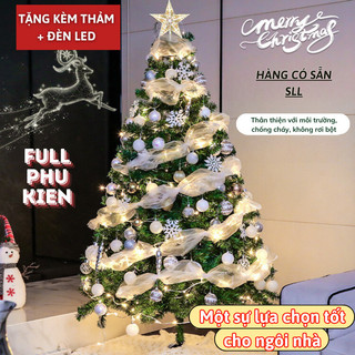 Cây Thông Noel Xanh Phụ Kiện Đầy Đủ Kèm Thảm Lông Từ IKEA Mama Cao 1.5m 1.8m 2.1m