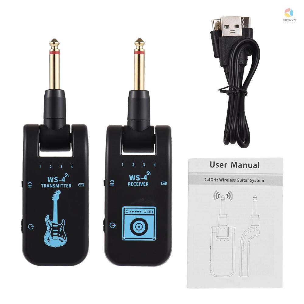 Hệ thống đàn Guitar không dây 2.4G Bộ thu phát đàn Guitar có thể sạc lại cho đàn Guitar điện Bass Dụng cụ gió điện Cắm và chạy 48K / 16bit Truyền thời gian thực 282 Degr