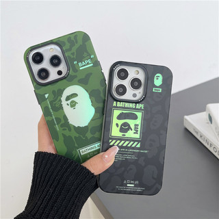 BAPE Vỏ điện thoại ngụy trang mạ điện cao cấp cho iPhone 16 15 14 13 11 12 Pro Max