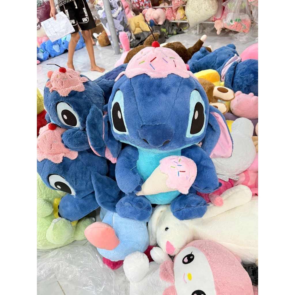 Gấu Bông Stitch Sakura hồng dễ thương, Stitch hồng họa tiết hoa anh đào lông xù cute đáng yêu