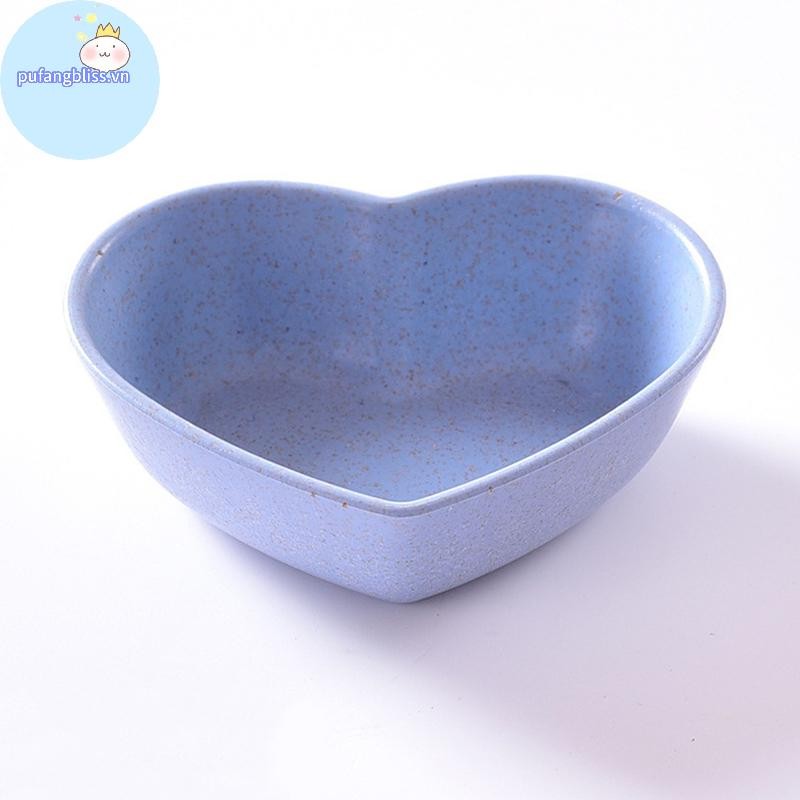 Pufangbliss Dễ Thương Tình Yêu Hình Trái Tim Lúa Mì Rơm Bát Ăn Nhẹ Đĩa Nhỏ Đồ Dùng Nhà Bếp VN