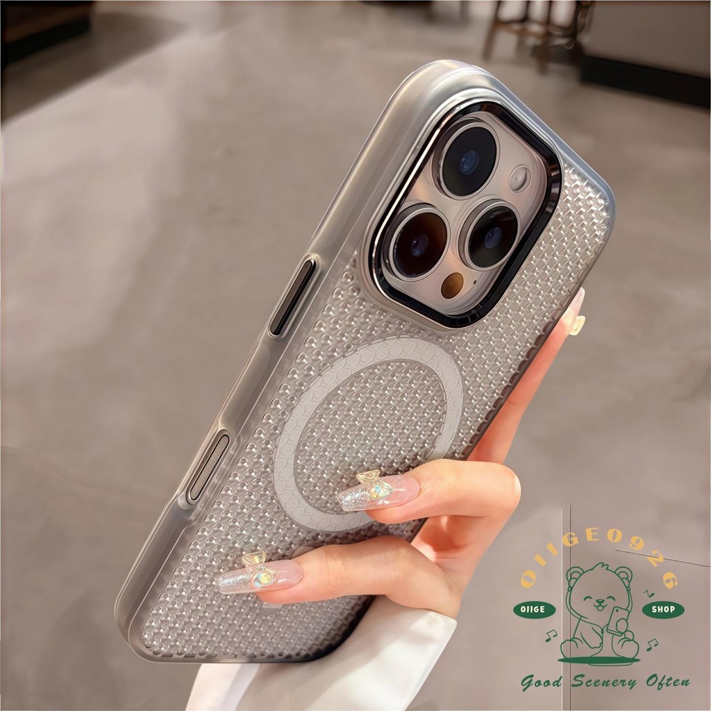 Ốp điện thoại tản nhiệt màu trong suốt từ tính iphone16 Pro Max 15 14 13 12 cho vỏ iPhone PC Vỏ cứng chống sốc