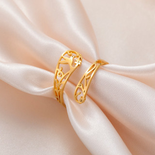 Nhẫn mở hoa & chim bằng thép không gỉ SKYRIM 18K không gây dị ứng Quà tặng trang sức có thể điều chỉnh cho nữ