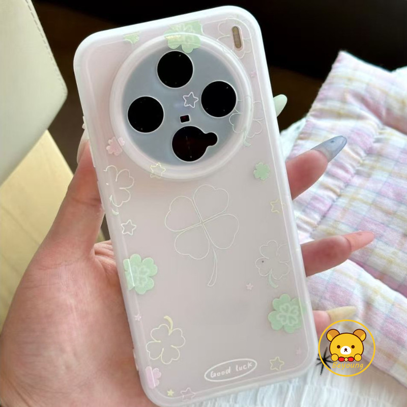 Vỏ Cỏ Bốn Lá May Mắn Cho Meizu 21 Note 20 18 17 16 Note 16 Pro Luck 08 5G 4G Ice Fog Phim Hoạt Hình Ốp lưng Mờ Mềm