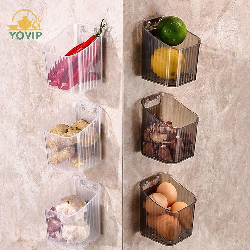 YOVIP 1 Cái Nhà Bếp Tỏi Gừng Và Hành Trong Suốt Giỏ Bảo Quản Treo Tường Nhỏ Treo Tường Hộp Bảo Quản Treo Tường Giá Để Đồ VN