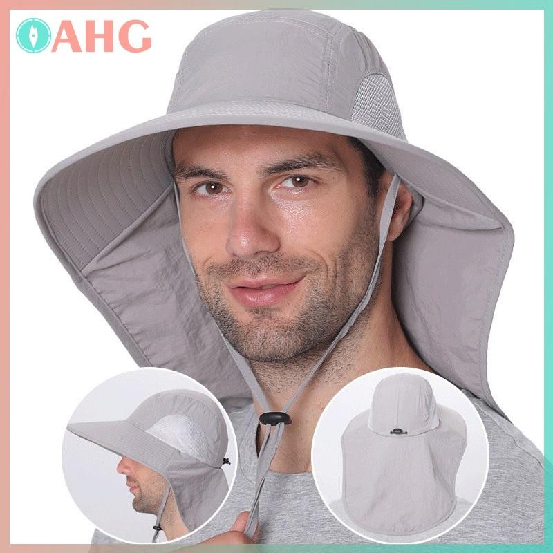 Mũ chống nắng vành rộng cho nam, làm từ nylon, điều chỉnh được và chống nước, phù hợp đi bộ đường dài và cắm trại