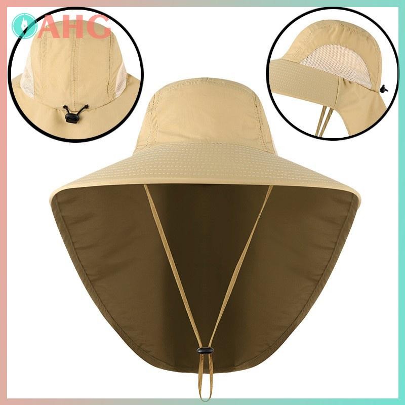 Mũ chống nắng vành rộng cho nam, làm từ nylon, điều chỉnh được và chống nước, phù hợp đi bộ đường dài và cắm trại